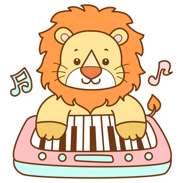 Şirin Aslan vektör ikonu. Komik bebek aslan hayvan serisi illüstrasyonu. Yumuşak Aslan Tasarımları 'nın hayatı.