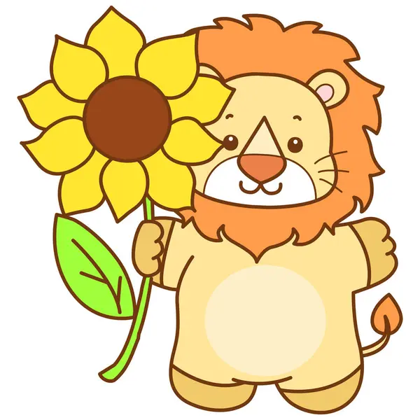 Şirin Aslan vektör ikonu. Komik bebek aslan hayvan serisi illüstrasyonu. Yumuşak Aslan Tasarımları 'nın hayatı.