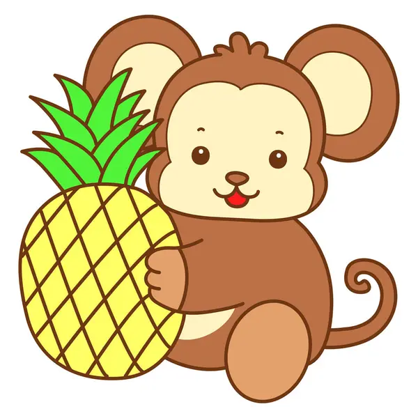 Şirin maymun vektör ikonu. Komik bebek maymun hayvan serisi örnekleri. Yumuşak Maymun Tasarımları Hayatı.