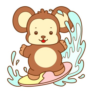 Şirin maymun vektör ikonu. Komik bebek maymun hayvan serisi örnekleri. Yumuşak Maymun Tasarımları Hayatı.