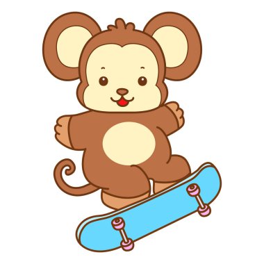 Şirin maymun vektör ikonu. Komik bebek maymun hayvan serisi örnekleri. Yumuşak Maymun Tasarımları Hayatı.