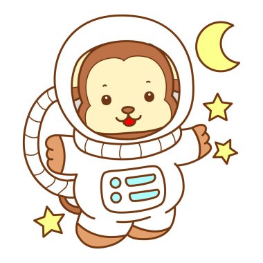 Şirin maymun vektör ikonu. Komik bebek maymun hayvan serisi örnekleri. Yumuşak Maymun Tasarımları Hayatı.