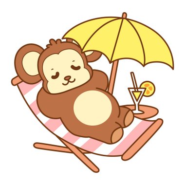 Şirin maymun vektör ikonu. Komik bebek maymun hayvan serisi örnekleri. Yumuşak Maymun Tasarımları Hayatı.