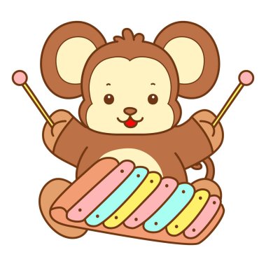 Şirin maymun vektör ikonu. Komik bebek maymun hayvan serisi örnekleri. Yumuşak Maymun Tasarımları Hayatı.