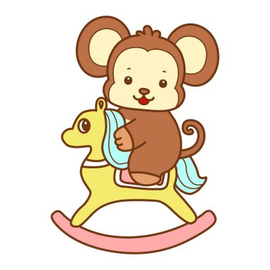 Şirin maymun vektör ikonu. Komik bebek maymun hayvan serisi örnekleri. Yumuşak Maymun Tasarımları Hayatı.