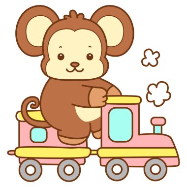 Şirin maymun vektör ikonu. Komik bebek maymun hayvan serisi örnekleri. Yumuşak Maymun Tasarımları Hayatı.