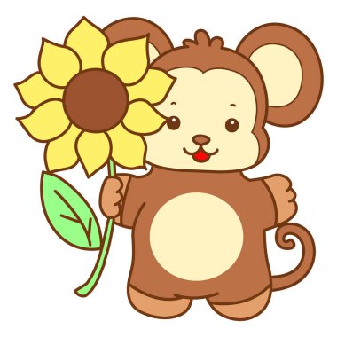 Şirin maymun vektör ikonu. Komik bebek maymun hayvan serisi örnekleri. Yumuşak Maymun Tasarımları Hayatı.
