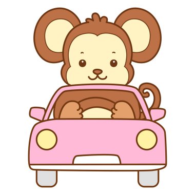 Şirin maymun vektör ikonu. Komik bebek maymun hayvan serisi örnekleri. Yumuşak Maymun Tasarımları Hayatı.