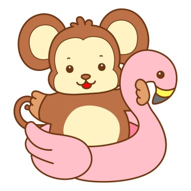 Şirin maymun vektör ikonu. Komik bebek maymun hayvan serisi örnekleri. Yumuşak Maymun Tasarımları Hayatı.