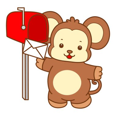 Şirin maymun vektör ikonu. Komik bebek maymun hayvan serisi örnekleri. Yumuşak Maymun Tasarımları Hayatı.