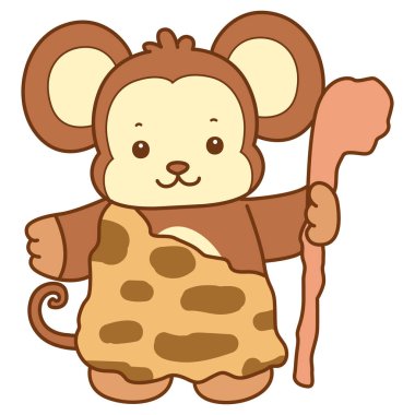 Şirin maymun vektör ikonu. Komik bebek maymun hayvan serisi örnekleri. Yumuşak Maymun Tasarımları Hayatı.