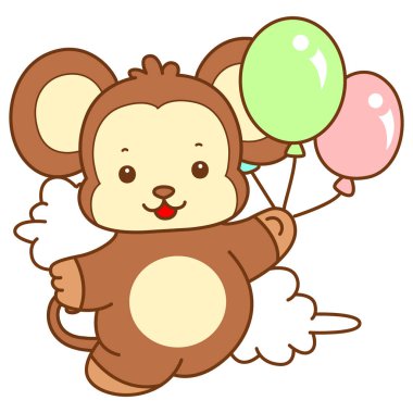 Şirin maymun vektör ikonu. Komik bebek maymun hayvan serisi örnekleri. Yumuşak Maymun Tasarımları Hayatı.