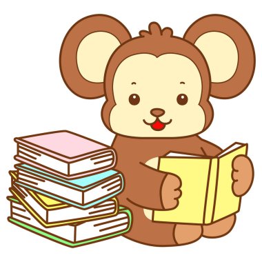 Şirin maymun vektör ikonu. Komik bebek maymun hayvan serisi örnekleri. Yumuşak Maymun Tasarımları Hayatı.