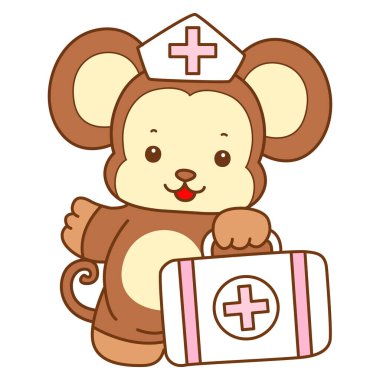 Şirin maymun vektör ikonu. Komik bebek maymun hayvan serisi örnekleri. Yumuşak Maymun Tasarımları Hayatı.