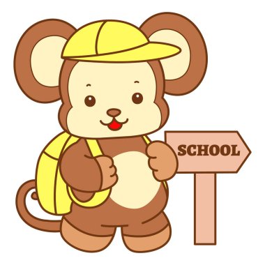 Şirin maymun vektör ikonu. Komik bebek maymun hayvan serisi örnekleri. Yumuşak Maymun Tasarımları Hayatı.