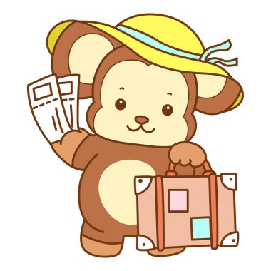 Şirin maymun vektör ikonu. Komik bebek maymun hayvan serisi örnekleri. Yumuşak Maymun Tasarımları Hayatı.