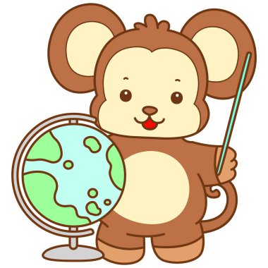 Şirin maymun vektör ikonu. Komik bebek maymun hayvan serisi örnekleri. Yumuşak Maymun Tasarımları Hayatı.