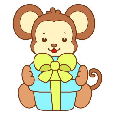 Şirin maymun vektör ikonu. Komik bebek maymun hayvan serisi örnekleri. Yumuşak Maymun Tasarımları Hayatı.