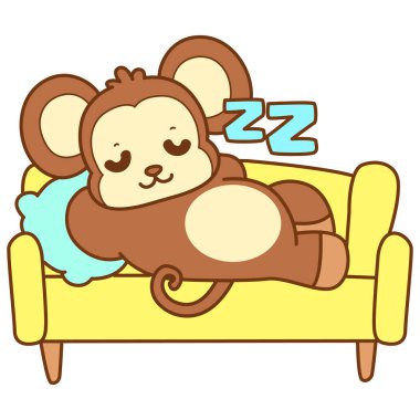 Şirin maymun vektör ikonu. Komik bebek maymun hayvan serisi örnekleri. Yumuşak Maymun Tasarımları Hayatı.