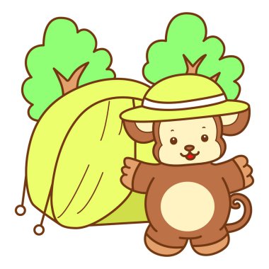 Şirin maymun vektör ikonu. Komik bebek maymun hayvan serisi örnekleri. Yumuşak Maymun Tasarımları Hayatı.