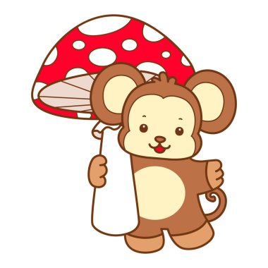 Şirin maymun vektör ikonu. Komik bebek maymun hayvan serisi örnekleri. Yumuşak Maymun Tasarımları Hayatı.