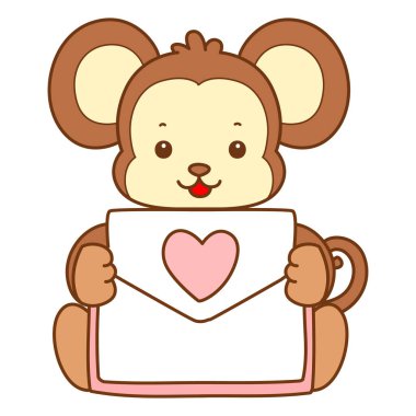 Şirin maymun vektör ikonu. Komik bebek maymun hayvan serisi örnekleri. Yumuşak Maymun Tasarımları Hayatı.