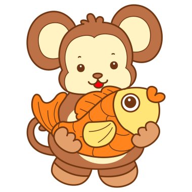 Şirin maymun vektör ikonu. Komik bebek maymun hayvan serisi örnekleri. Yumuşak Maymun Tasarımları Hayatı.