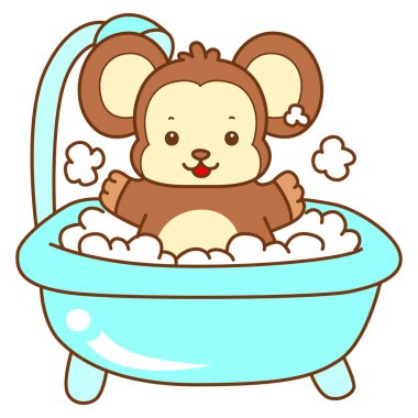 Şirin maymun vektör ikonu. Komik bebek maymun hayvan serisi örnekleri. Yumuşak Maymun Tasarımları Hayatı.