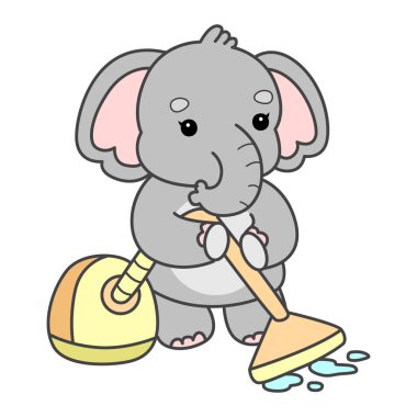 Şirin fil vektör ikonu. Komik bebek fil hayvan serisi illüstrasyonu. Yumuşak Fil Tasarımlarının Hayatı.