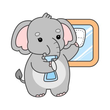 Şirin fil vektör ikonu. Komik bebek fil hayvan serisi illüstrasyonu. Yumuşak Fil Tasarımlarının Hayatı.