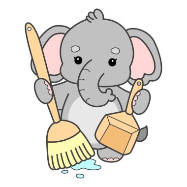 Şirin fil vektör ikonu. Komik bebek fil hayvan serisi illüstrasyonu. Yumuşak Fil Tasarımlarının Hayatı.