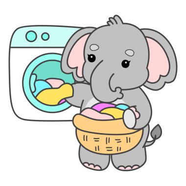 Şirin fil vektör ikonu. Komik bebek fil hayvan serisi illüstrasyonu. Yumuşak Fil Tasarımlarının Hayatı.