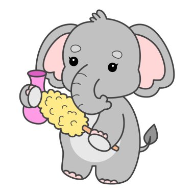 Şirin fil vektör ikonu. Komik bebek fil hayvan serisi illüstrasyonu. Yumuşak Fil Tasarımlarının Hayatı.