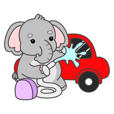 Şirin fil vektör ikonu. Komik bebek fil hayvan serisi illüstrasyonu. Yumuşak Fil Tasarımlarının Hayatı.