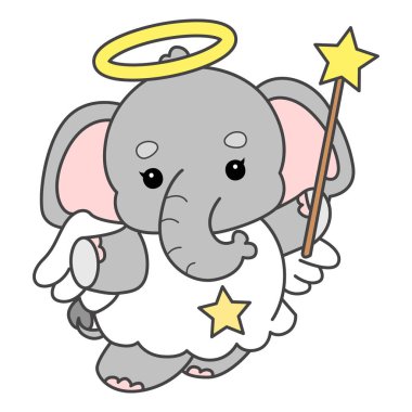 Şirin fil vektör ikonu. Komik bebek fil hayvan serisi illüstrasyonu. Yumuşak Fil Tasarımlarının Hayatı.