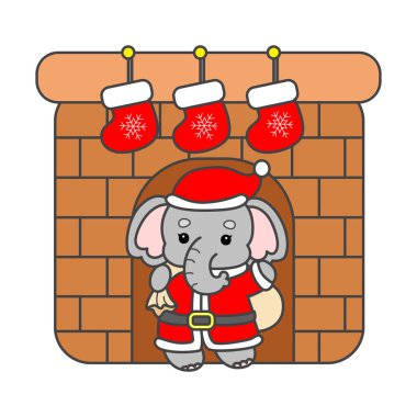 Şirin fil vektör ikonu. Komik bebek fil hayvan serisi illüstrasyonu. Yumuşak Fil Tasarımlarının Hayatı.