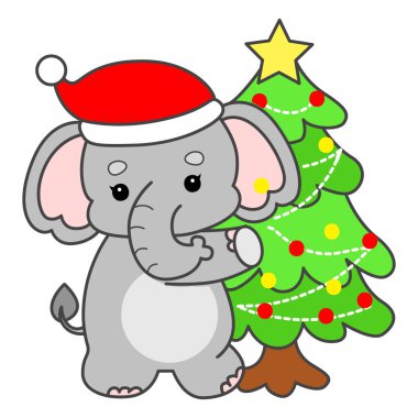 Şirin fil vektör ikonu. Komik bebek fil hayvan serisi illüstrasyonu. Yumuşak Fil Tasarımlarının Hayatı.