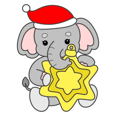 Şirin fil vektör ikonu. Komik bebek fil hayvan serisi illüstrasyonu. Yumuşak Fil Tasarımlarının Hayatı.