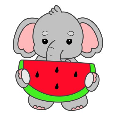 Şirin fil vektör ikonu. Komik bebek fil hayvan serisi illüstrasyonu. Yumuşak Fil Tasarımlarının Hayatı.