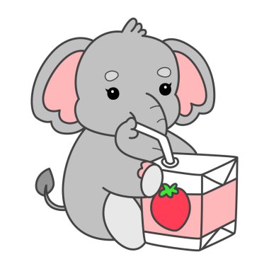 Şirin fil vektör ikonu. Komik bebek fil hayvan serisi illüstrasyonu. Yumuşak Fil Tasarımlarının Hayatı.