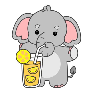 Şirin fil vektör ikonu. Komik bebek fil hayvan serisi illüstrasyonu. Yumuşak Fil Tasarımlarının Hayatı.