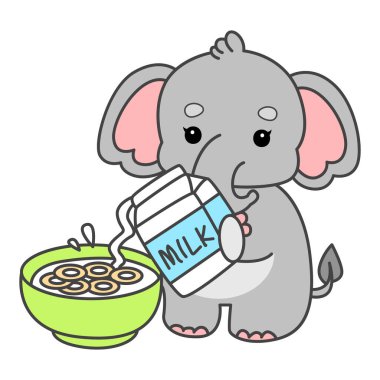 Şirin fil vektör ikonu. Komik bebek fil hayvan serisi illüstrasyonu. Yumuşak Fil Tasarımlarının Hayatı.