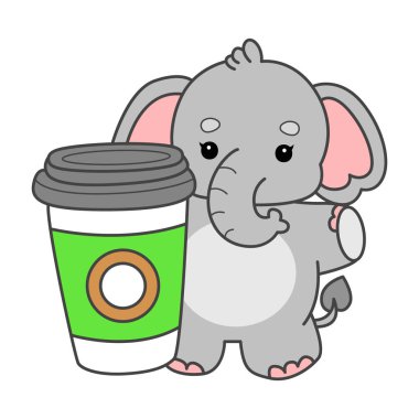 Şirin fil vektör ikonu. Komik bebek fil hayvan serisi illüstrasyonu. Yumuşak Fil Tasarımlarının Hayatı.