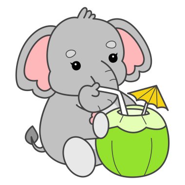 Şirin fil vektör ikonu. Komik bebek fil hayvan serisi illüstrasyonu. Yumuşak Fil Tasarımlarının Hayatı.