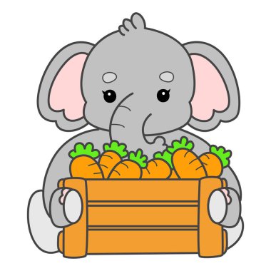 Şirin fil vektör ikonu. Komik bebek fil hayvan serisi illüstrasyonu. Yumuşak Fil Tasarımlarının Hayatı.