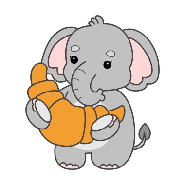 Şirin fil vektör ikonu. Komik bebek fil hayvan serisi illüstrasyonu. Yumuşak Fil Tasarımlarının Hayatı.
