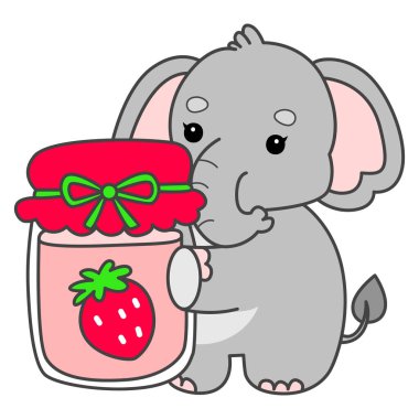 Şirin fil vektör ikonu. Komik bebek fil hayvan serisi illüstrasyonu. Yumuşak Fil Tasarımlarının Hayatı.