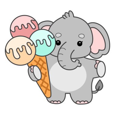 Şirin fil vektör ikonu. Komik bebek fil hayvan serisi illüstrasyonu. Yumuşak Fil Tasarımlarının Hayatı.