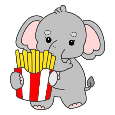 Şirin fil vektör ikonu. Komik bebek fil hayvan serisi illüstrasyonu. Yumuşak Fil Tasarımlarının Hayatı.