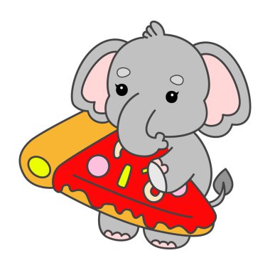 Şirin fil vektör ikonu. Komik bebek fil hayvan serisi illüstrasyonu. Yumuşak Fil Tasarımlarının Hayatı.